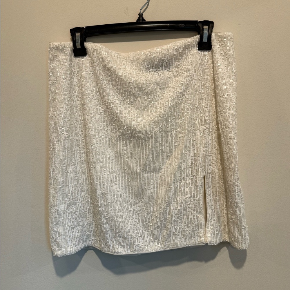 Elegant White Sequin Skirt